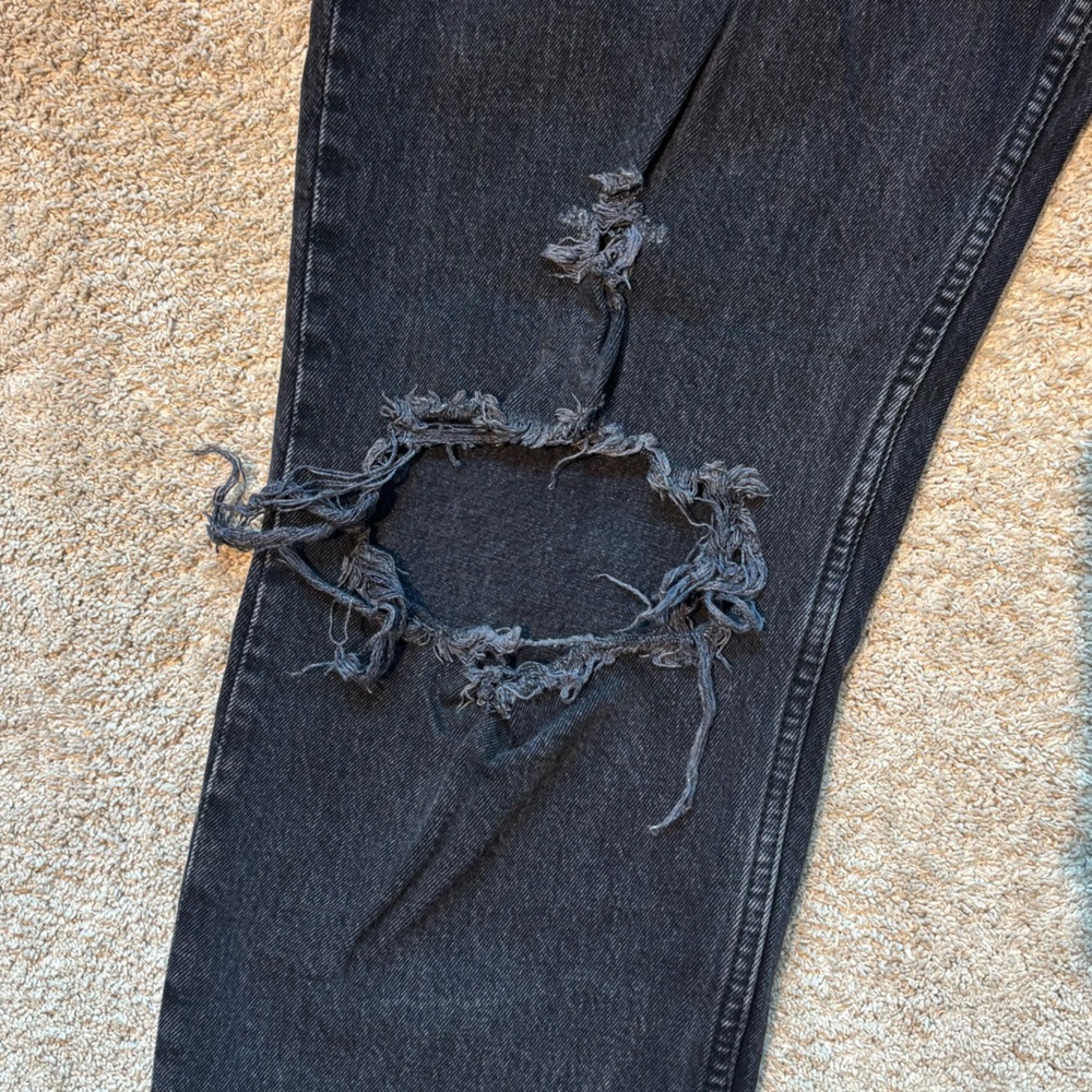 Abercrombie & Fitch The Dad Jean curve love 31/12 Distressed Black Straight leg - Picture 5 of 7